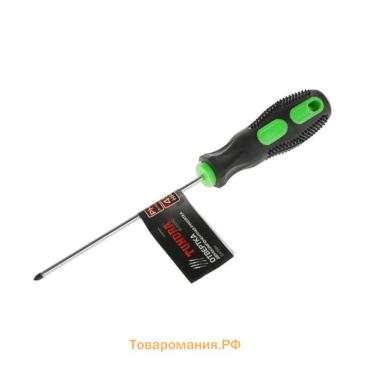 Отвертка крестовая ТУНДРА, сатин, магнит, двухкомпонентная рукоятка, PH2×100 мм