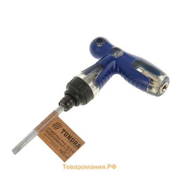 Отвертка комбинированная ТУНДРА, 3 в 1, реверс, 2К рукоятка, PH2/SL6×75-110 мм