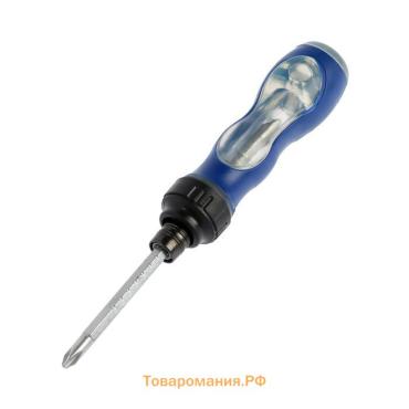 Отвертка комбинированная ТУНДРА, 3 в 1, реверс, 2К рукоятка, PH2/SL6×75-110 мм