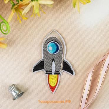 Термоаппликация «Ракета», 8.5×6 см, серая