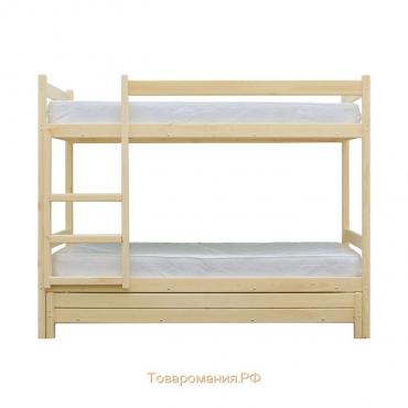 Двухъярусная кровать с выдвижным спальным местом 3 в 1, 800 × 2000 мм, 800 × 1900 мм, сосна