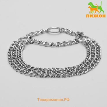 Ошейник - полуудавка металлический трехрядный, 40 см, толщина проволоки 2 мм