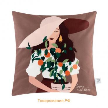 Наволочка декоративная  «Spring inspiration» 40х40 см, 100% п/э, велюр