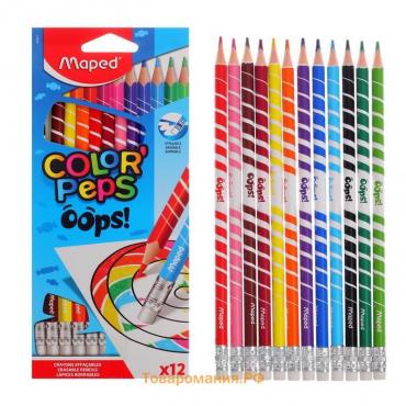 Карандаши 12 цветов, Maped Color Peps Oops, пластиковые, европодвес