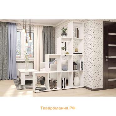 Стеллаж-перегородка для зонирования «Кантри», с полками, 1600×296×2036 мм, цвет белый