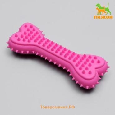 Игрушка жевательная литая "Кость для массажа", 11 х 4 х 2 см, розовая