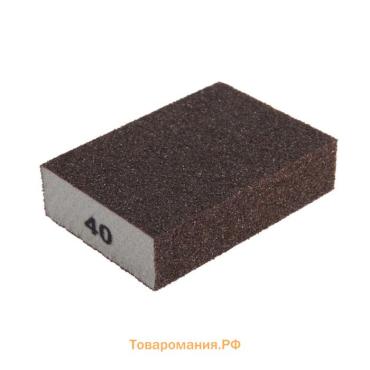 Губка абразивная шлифовальная ТУНДРА, твердая, 100×70×25 мм, P40