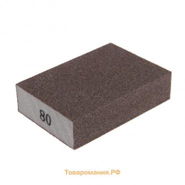 Губка абразивная шлифовальная ТУНДРА, твердая, 100×70×25 мм, P80