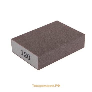 Губка абразивная шлифовальная ТУНДРА, твердая, 100×70×25 мм, P120