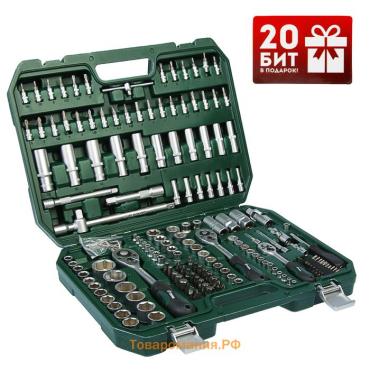 Набор инструментов в кейсе ТУНДРА, автомобильный, CrV, 1/2", 1/4", 3/8", 172 предмета