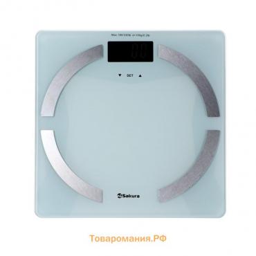 Весы напольные Sakura SA-5056W, диагностические, до 180 кг, 2хААА, белые