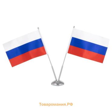 Флагшток настольный, с двумя флагами России