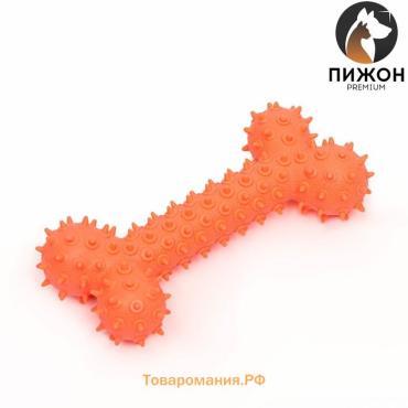 Игрушка-зубочистка для собак Пижон Premium "Кость", 15 х 5,5 см, оранжевая